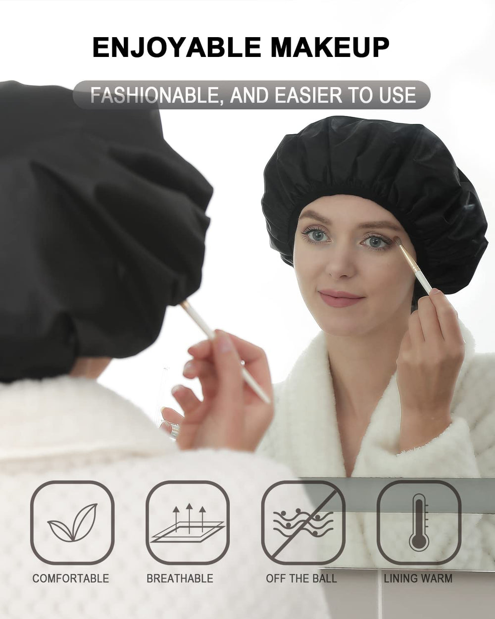 YIZIJIZI terry lined shower cap, geometric pattern, fits braids.