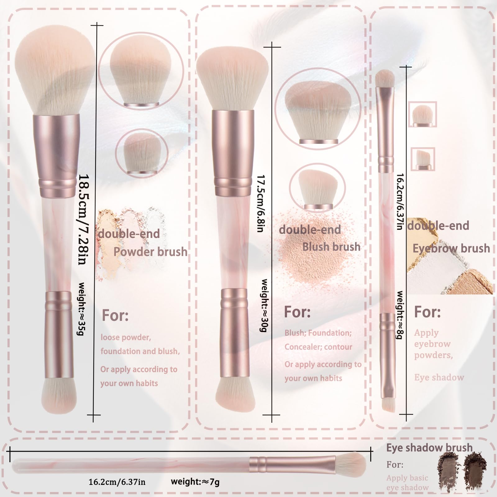 YJ-Anyue pink dual-ended concealer brush for precise spot correction