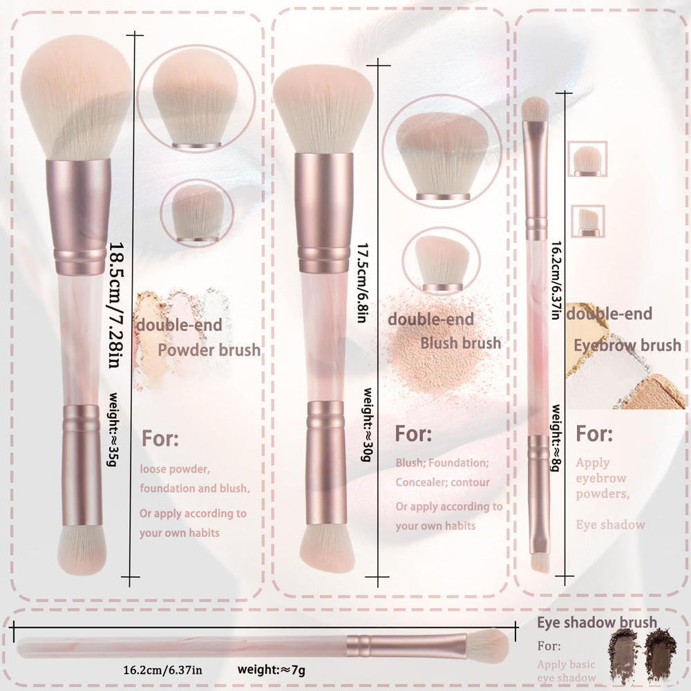 YJ-Anyue pink dual-ended concealer brush for precise spot correction
