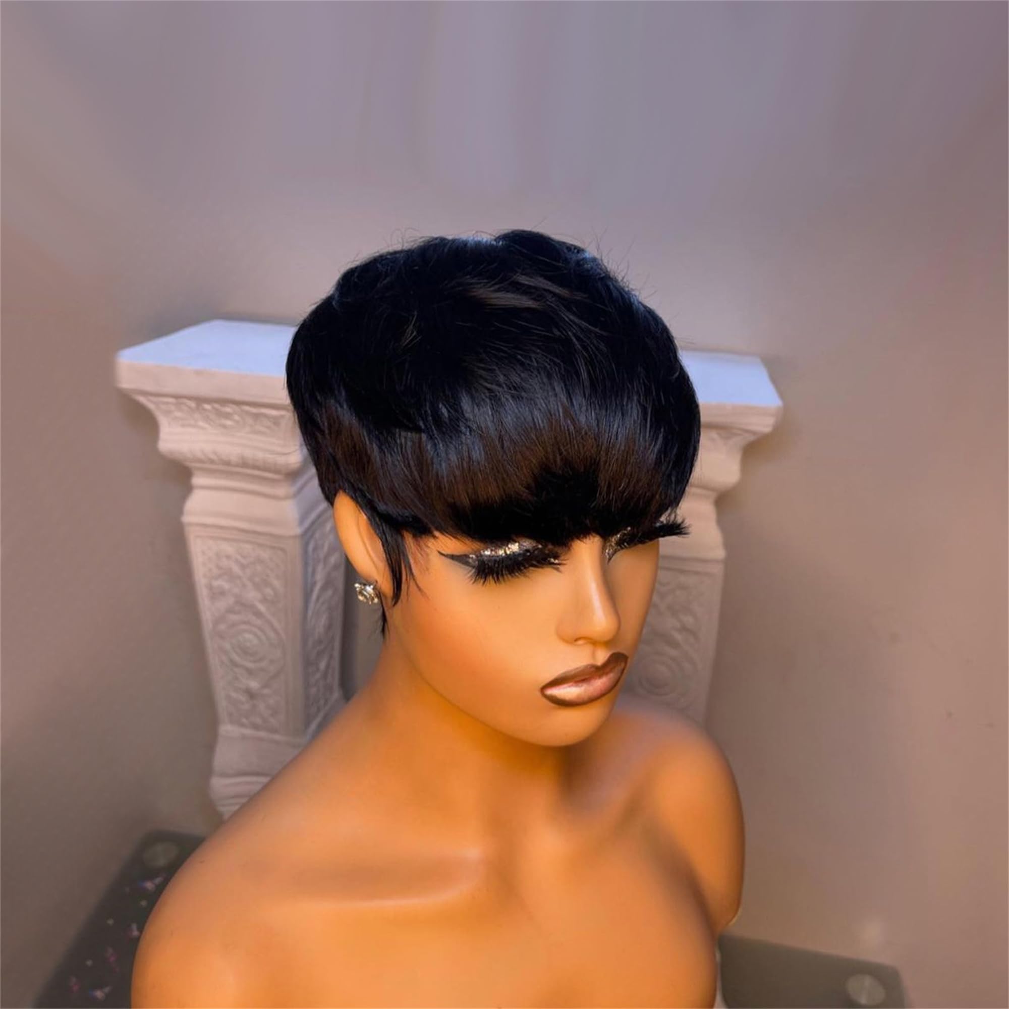 YJOQOKOA glueless front wig in natural black for easy, secure fit