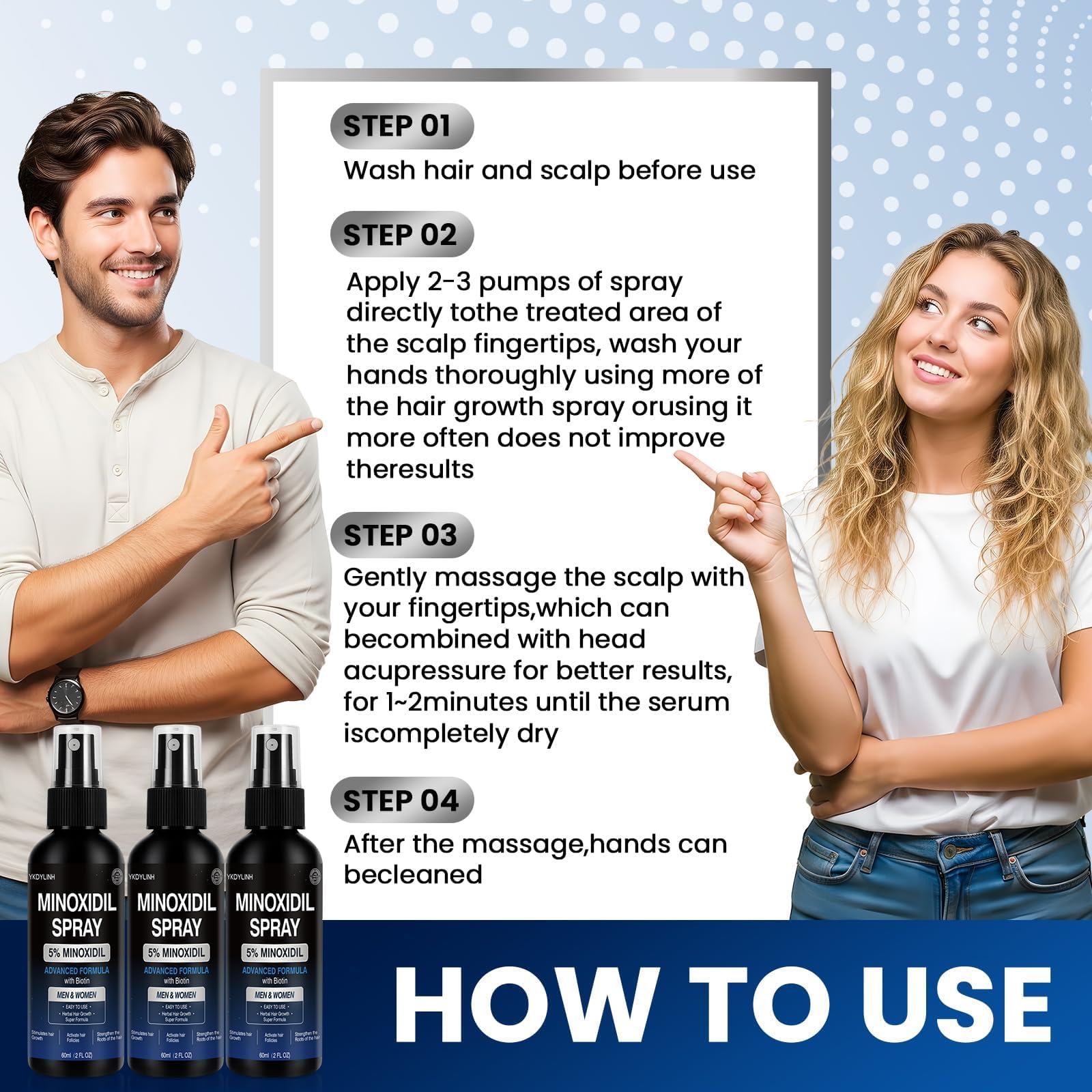 Uso diario recomendado de Minoxidil para hombres y mujeres