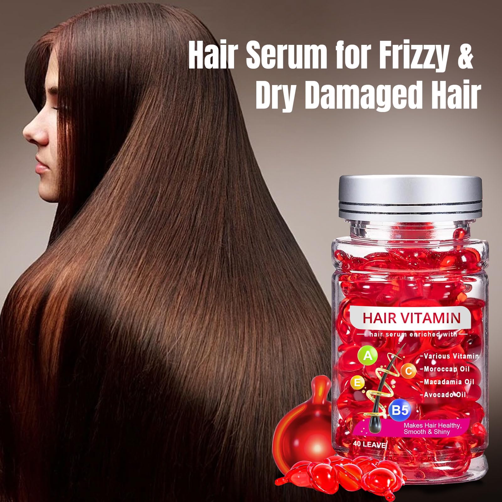 YKJHCSL Podafu capsules closeup highlighting nourishing oils for frizz control.