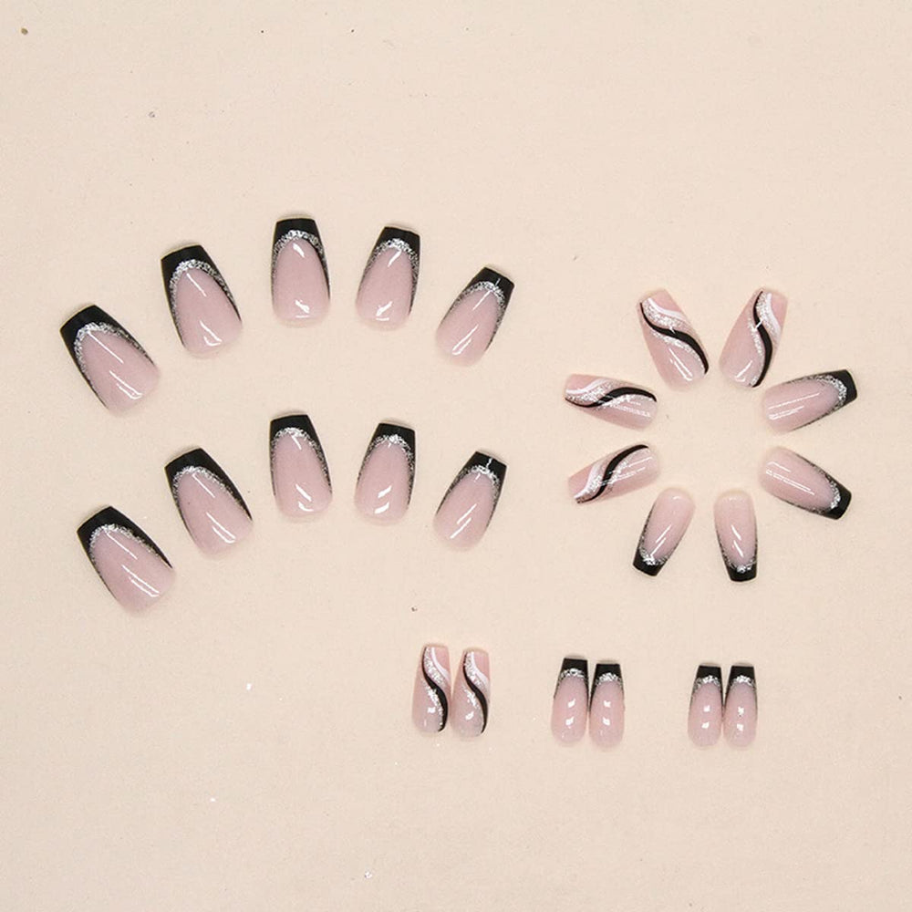 YKZFUI conjunto de uñas pegables con accesorios incluidos, solución rápida para manicura casera.