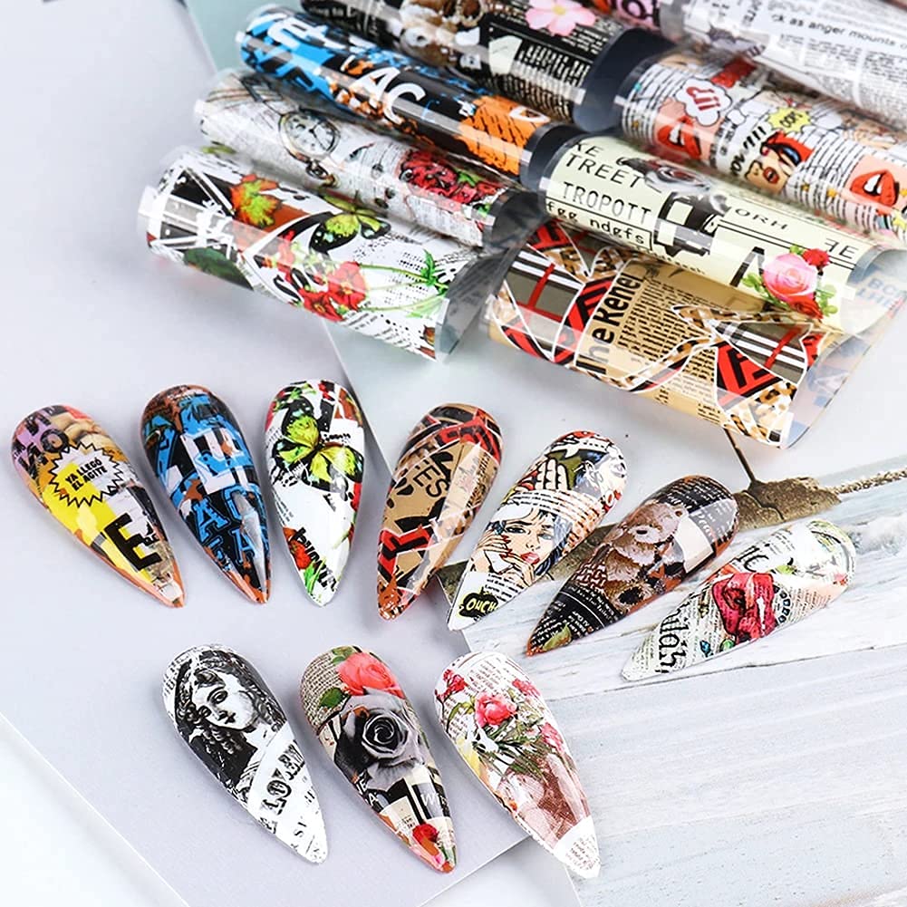 Lámina YKZFUI para uñas con diseño punk para un estilo atrevido.