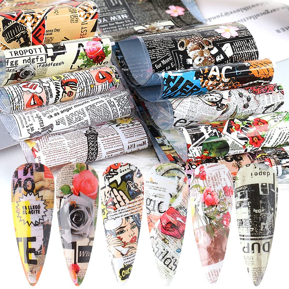 Lámina YKZFUI para uñas con diseño periódico retro para un estilo único.