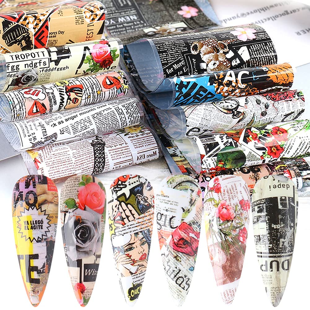Lámina YKZFUI para uñas con diseño periódico retro para un estilo único.