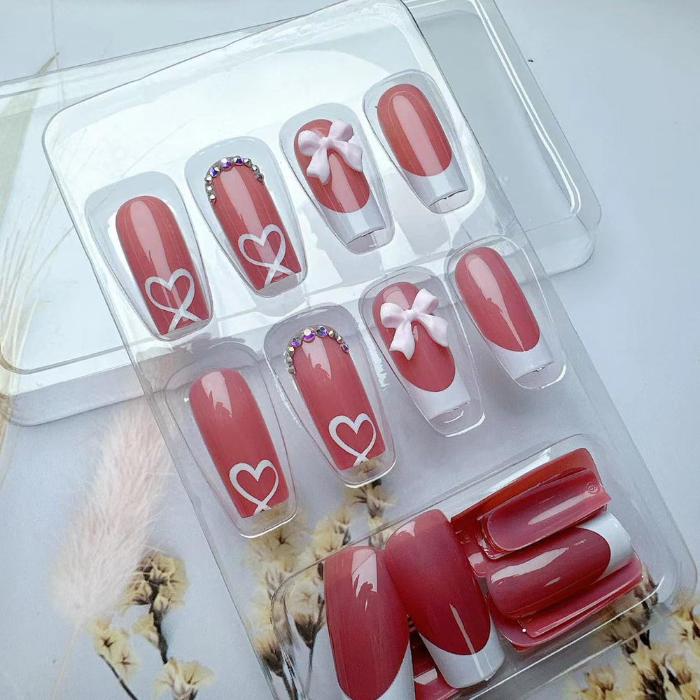 YKZFUI paquete con 24 uñas acrílicas listas para aplicar.
