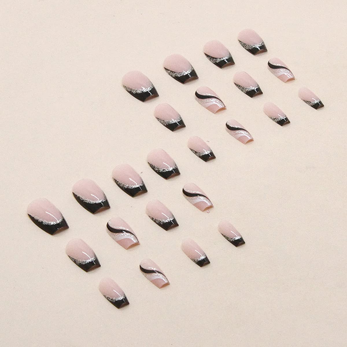 YKZFUI uñas de longitud media, acabado lacado para looks glamorosos.