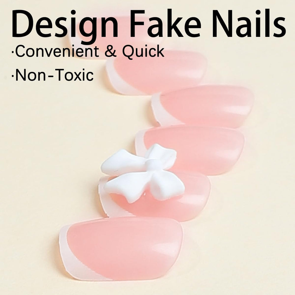 Unas YKZFUI nude rosado, diseño suave para uñas cortas.