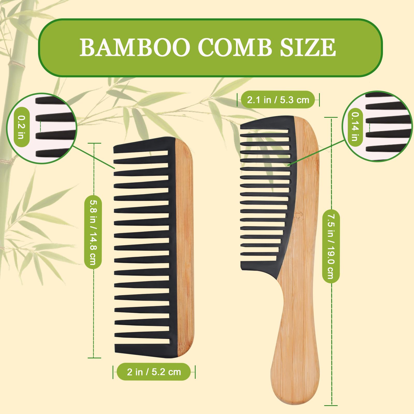 YLMUSU bamboo detangling comb designed for thick hair with gentle glide.