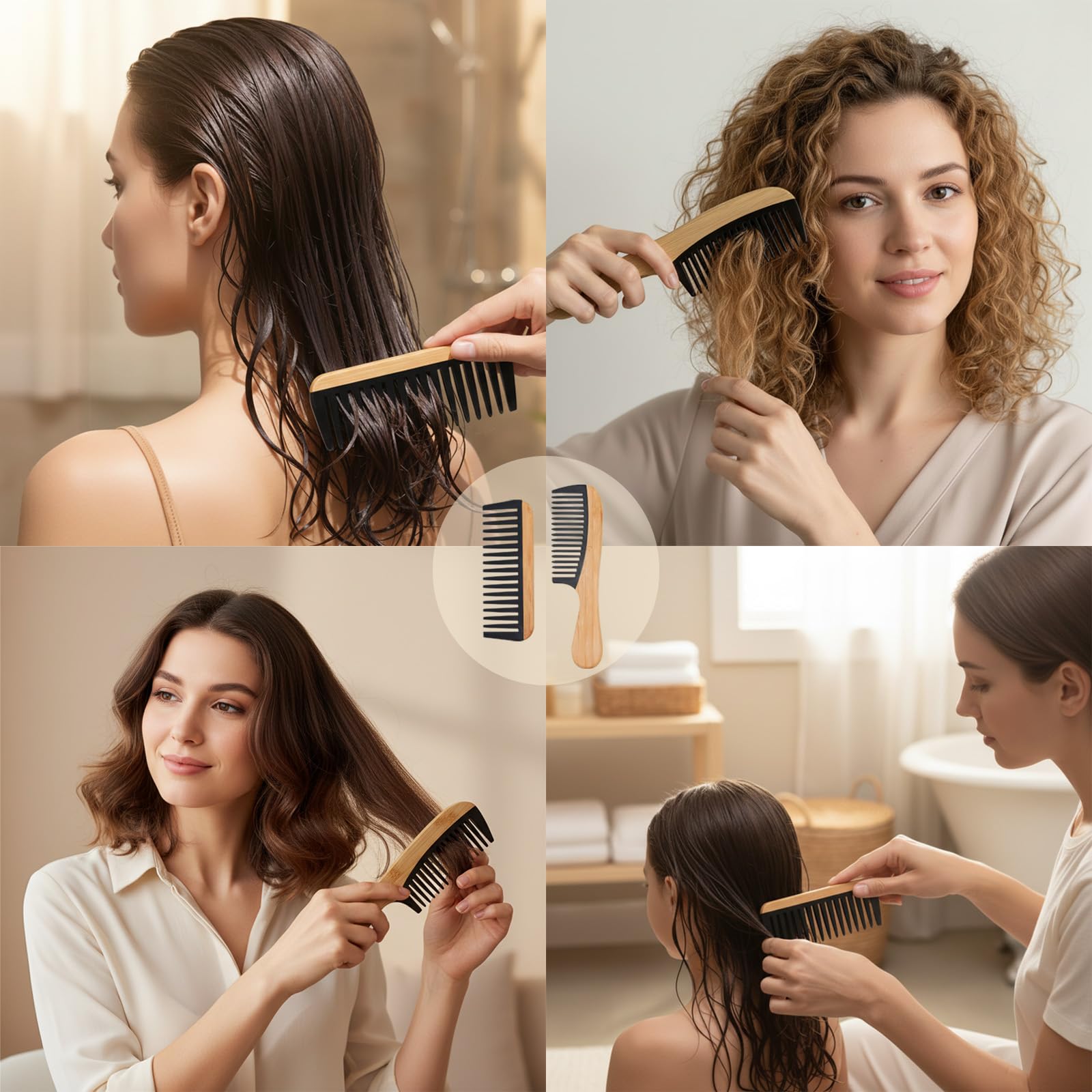 YLMUSU travel-friendly duo of wide-tooth combs for on-the-go care.