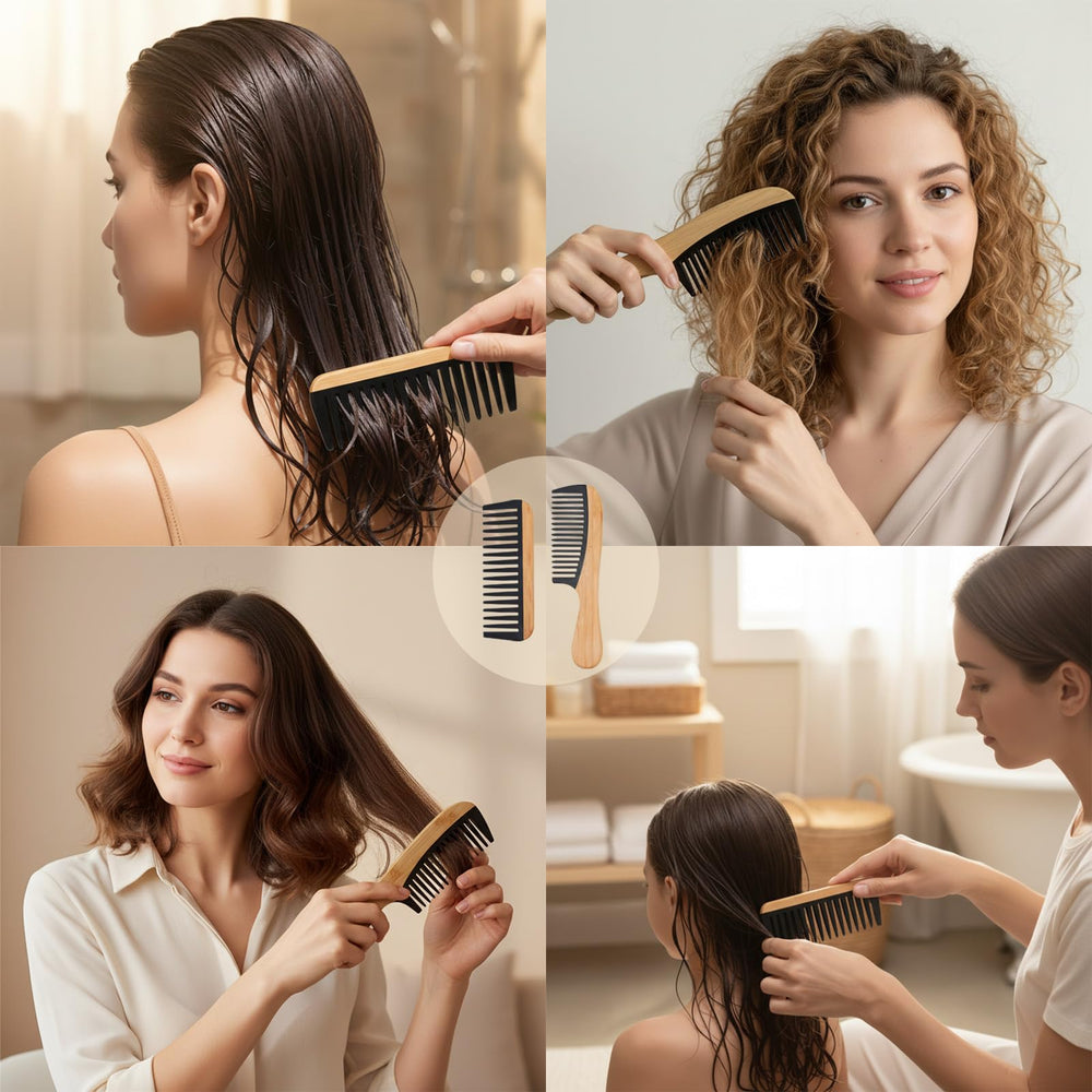 YLMUSU travel-friendly duo of wide-tooth combs for on-the-go care.