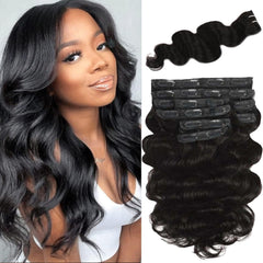 YLNVD body wave clip-in 14inch pack front view adds instant length and volume