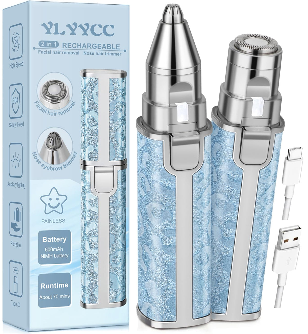 YLYYCC facial hair removal trimmer glides gently for a smooth finish.
