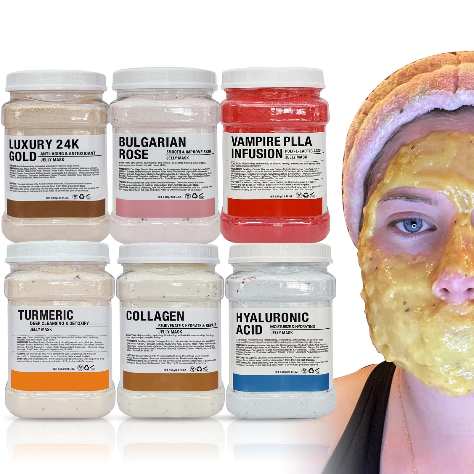 YMEYFAN jelly mask bulk pack with six jars, ideal for spa salons.