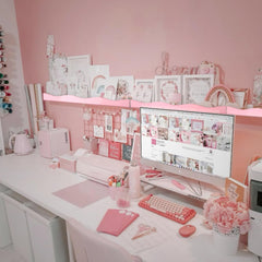 YMVV nail polish floating shelf with a chic wavy design for salon displays.