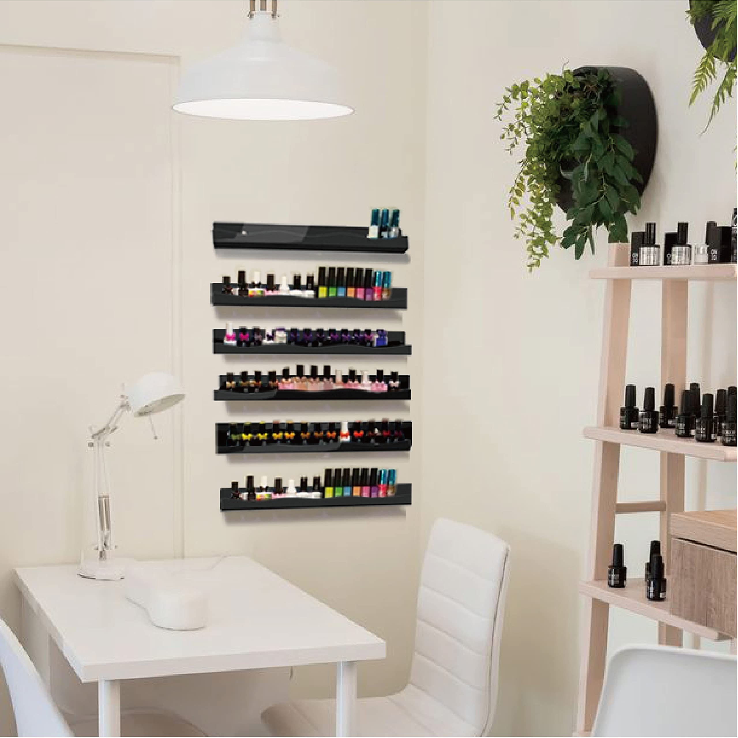 YMVV nail polish rack detail highlights durable black acrylic