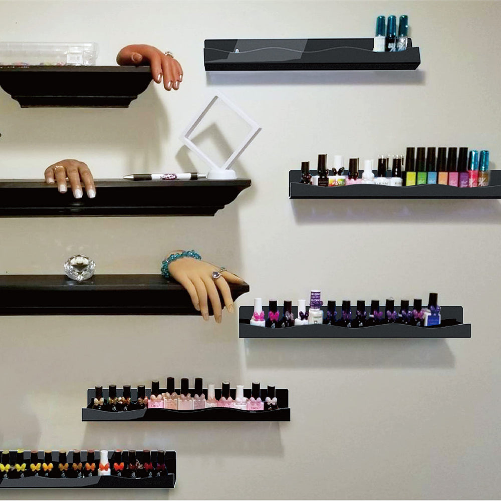 YMVV nail polish rack side view shows slim, space-saving profile