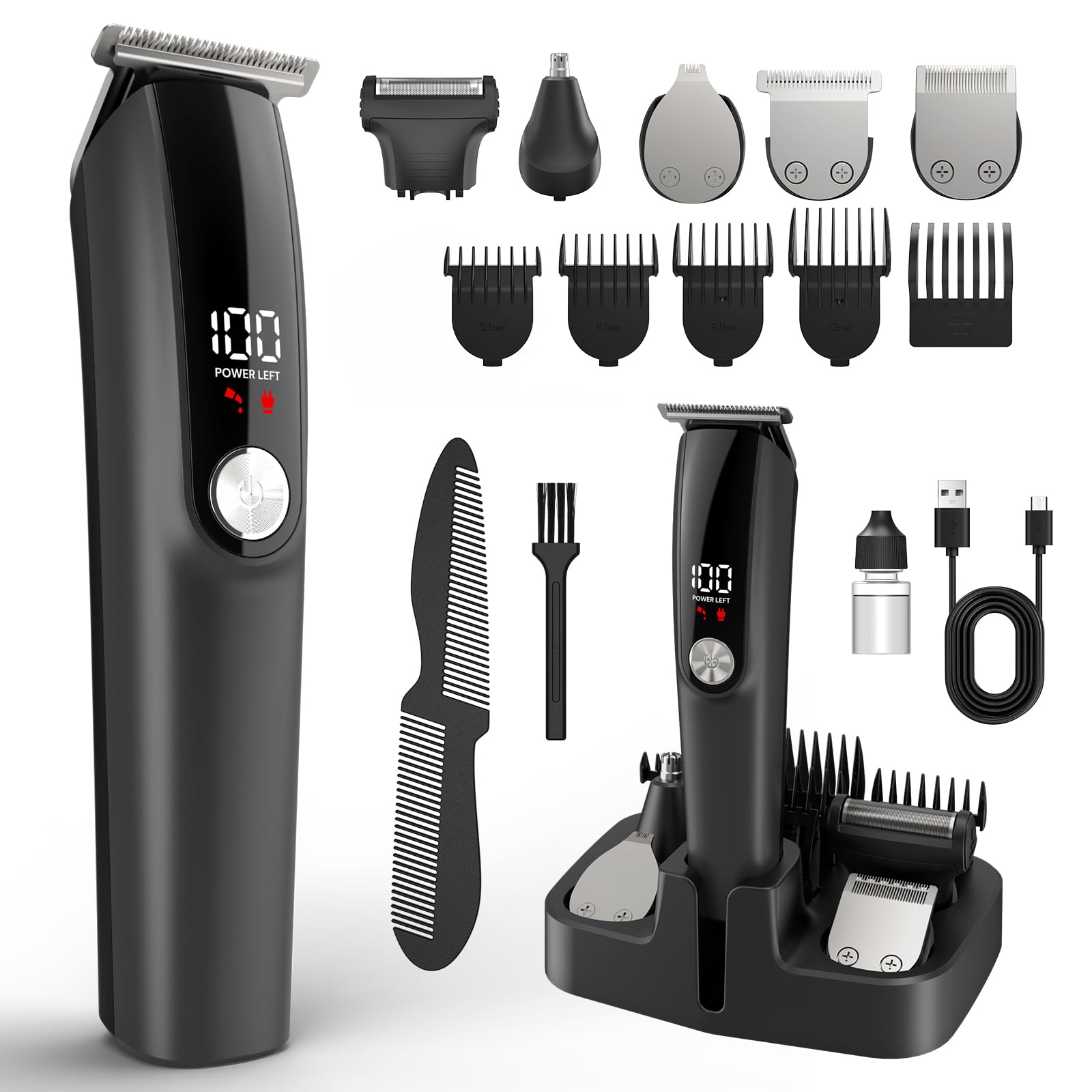 Ynasen Beard Trimmer front view with ergonomic grip for comfortable trimming.