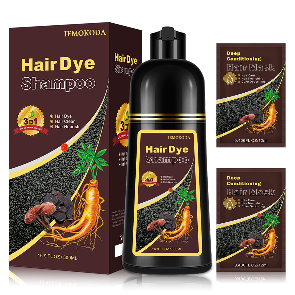 Yocisku dark brown hair dye shampoo bottle for at-home color and conditioning