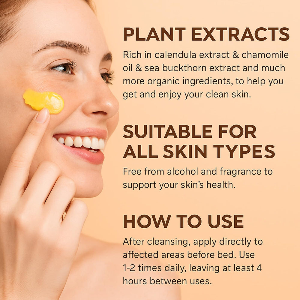 YOCMIPS Organics Acne Balm Set open pores scrub illustrating gentle exfoliation.