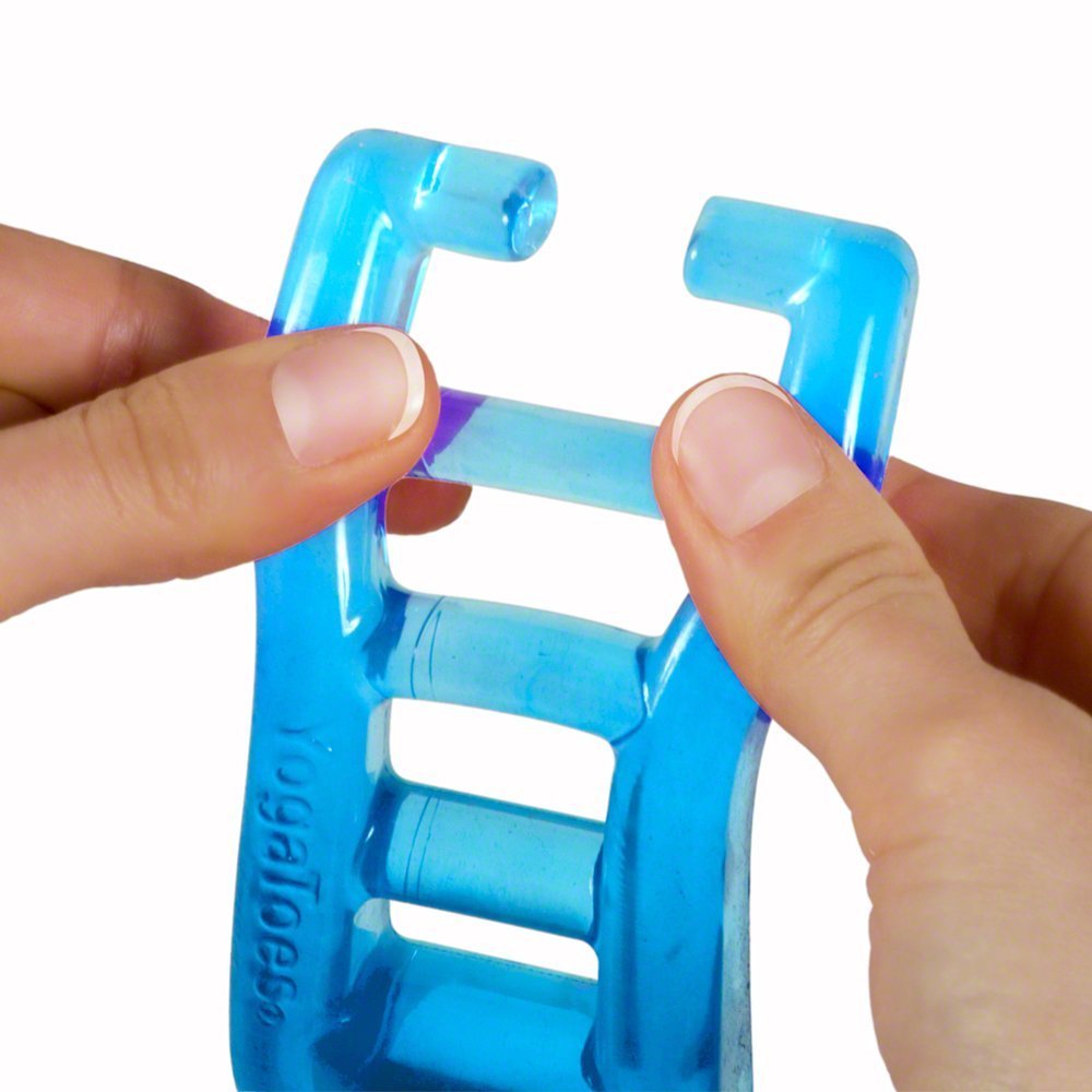YogaToes Classic Sapphire Blue side view highlights ergonomic shaping for toe alignment support.