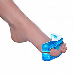 YogaToes Classic Sapphire Blue worn on feet during routine demonstrates comfort.