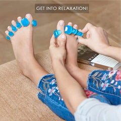 YogaToes Gems in use between toes gently separates for flexibility.