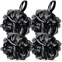 YOGET bath loofah sponge four-pack in black for gentle exfoliation