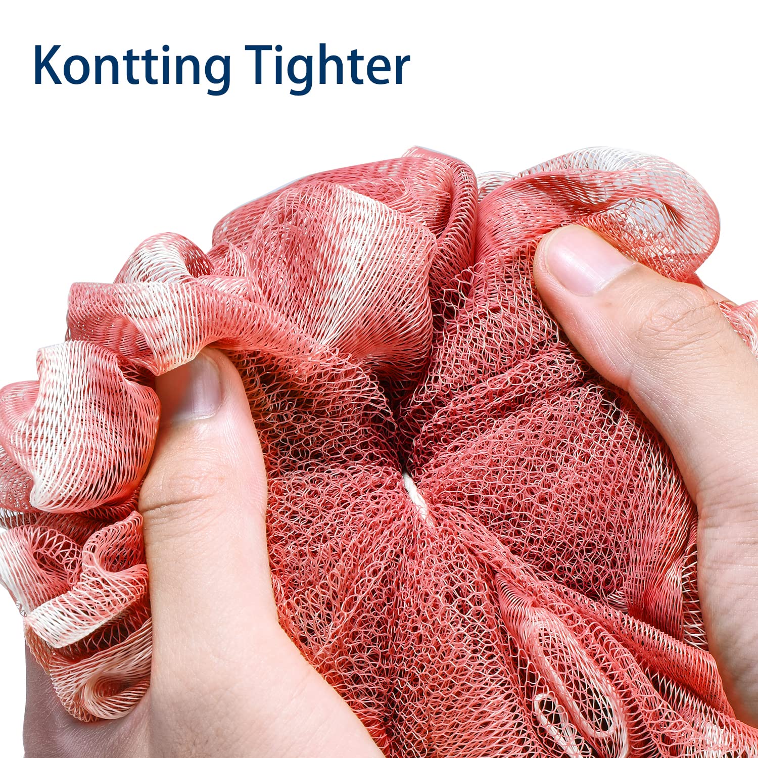 YOGET mesh loofah promotes rich lather while cleansing skin softly.