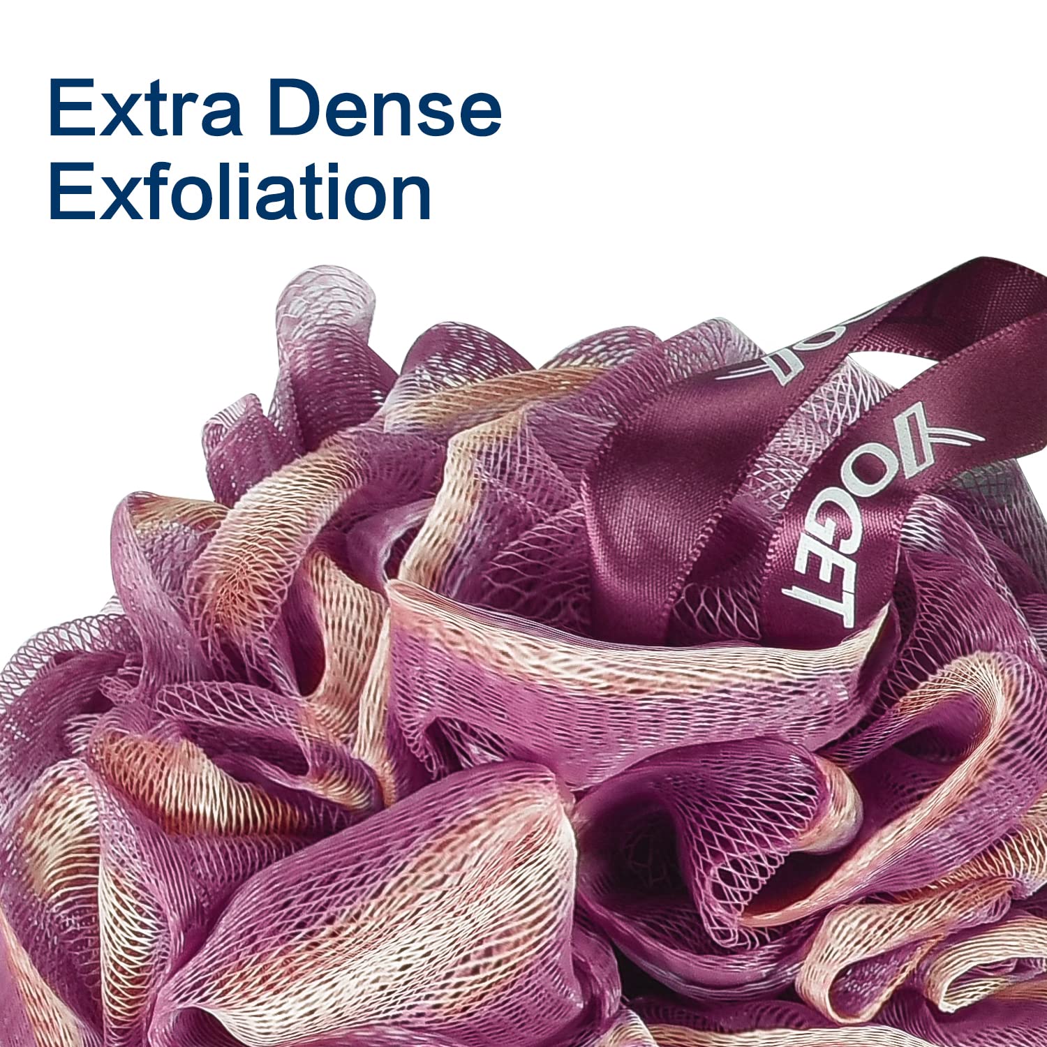 YOGET loofah sponge provides light exfoliation with everyday cleansing benefits.