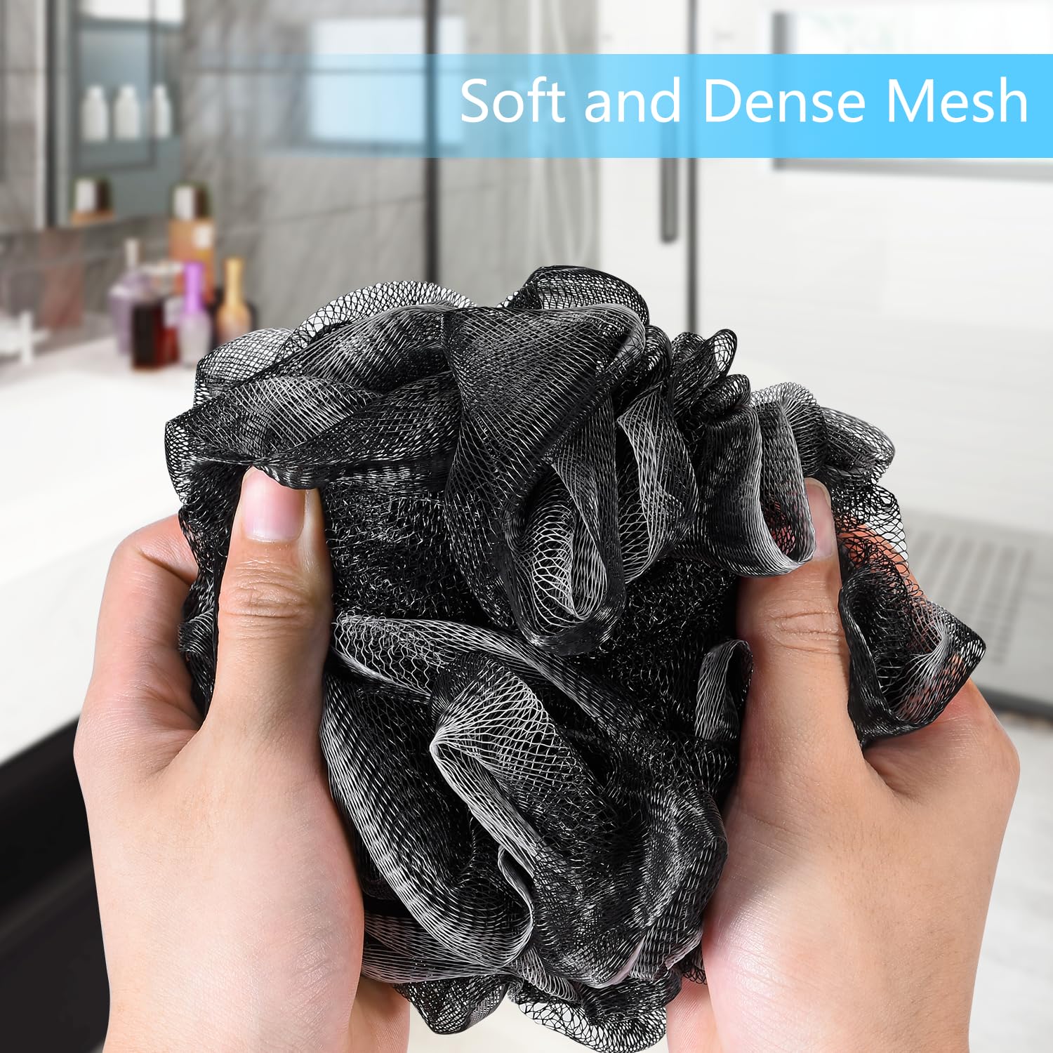 YOGET mesh shower sponge hanging handle for easy use