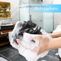 YOGET soft PE material loofah showing lathering capability