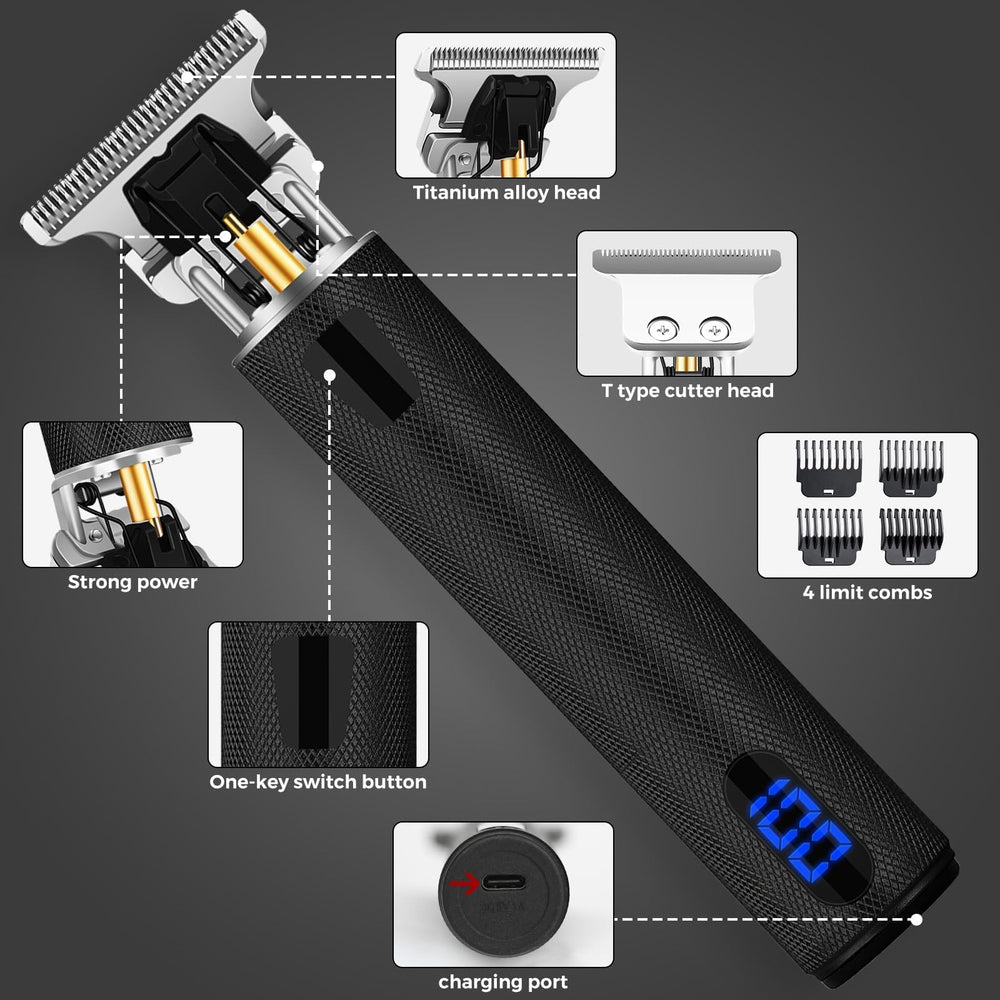YOGINGO cordless trimmer with LCD display for easy battery checks on the go.