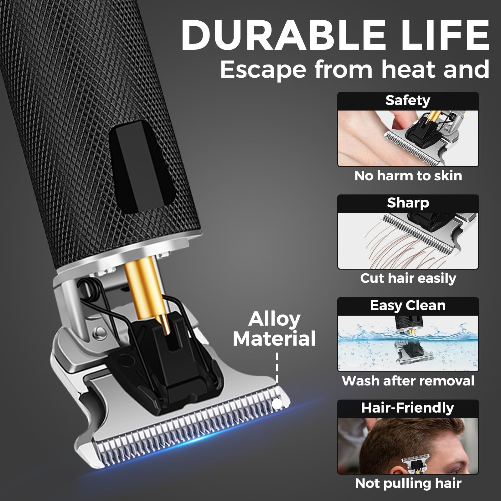 YOGINGO all-metal ergonomic body provides a comfortable grip during grooming.