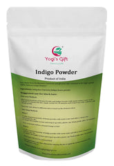 Yogi’s Gift Indigo Powder packaging jar highlighting pure, chemical-free hair coloring option.