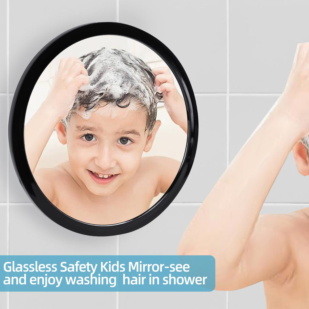 6.6-inch diameter mirror shows your whole face clearly in the shower.