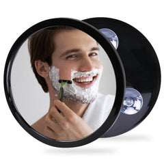 YoHumk fogless shower mirror with three suction cups for secure mounting and clear shaving.