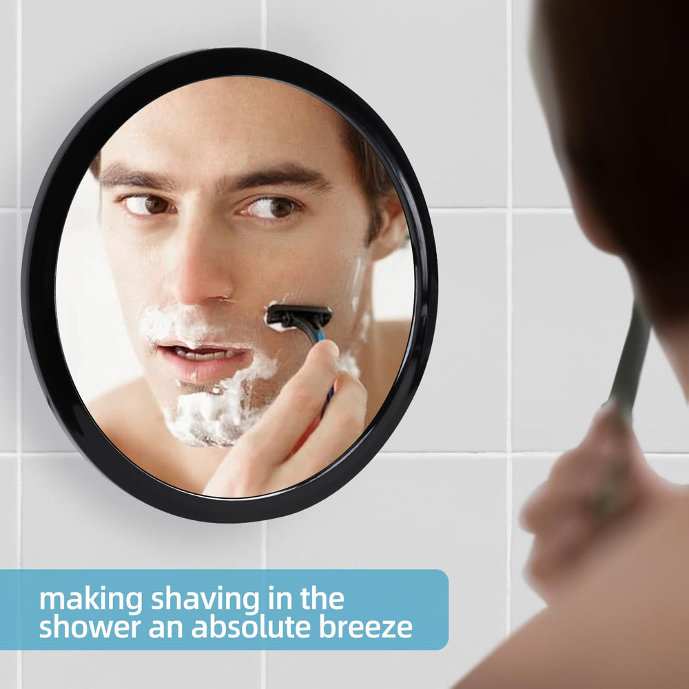 Three strong suction cups grip smooth surfaces like tile for extra stability.