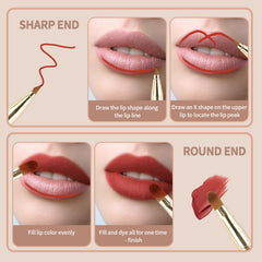 Yoizyfree double-ended lip brush features dual tips for lips and eyes on-the-go.