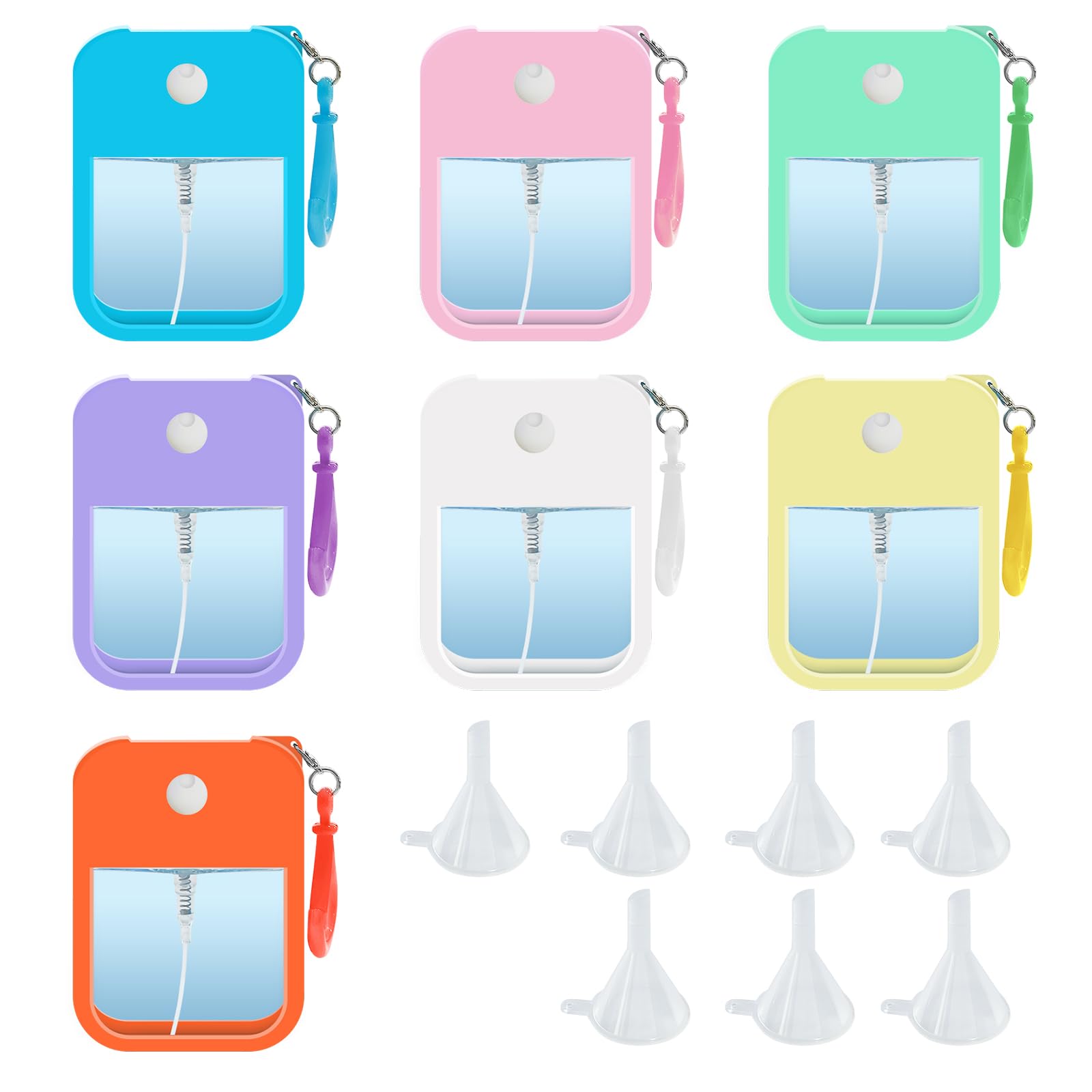 YOKAMIRA 7-piece card spray bottles with white silicone cover for travel.