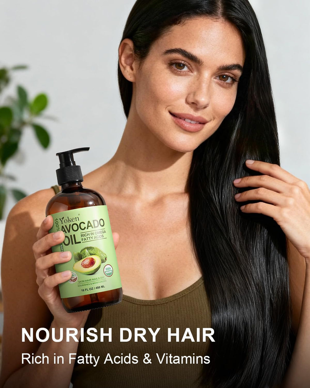 Brillo natural sin grasa gracias al aceite de aguacate Yoken