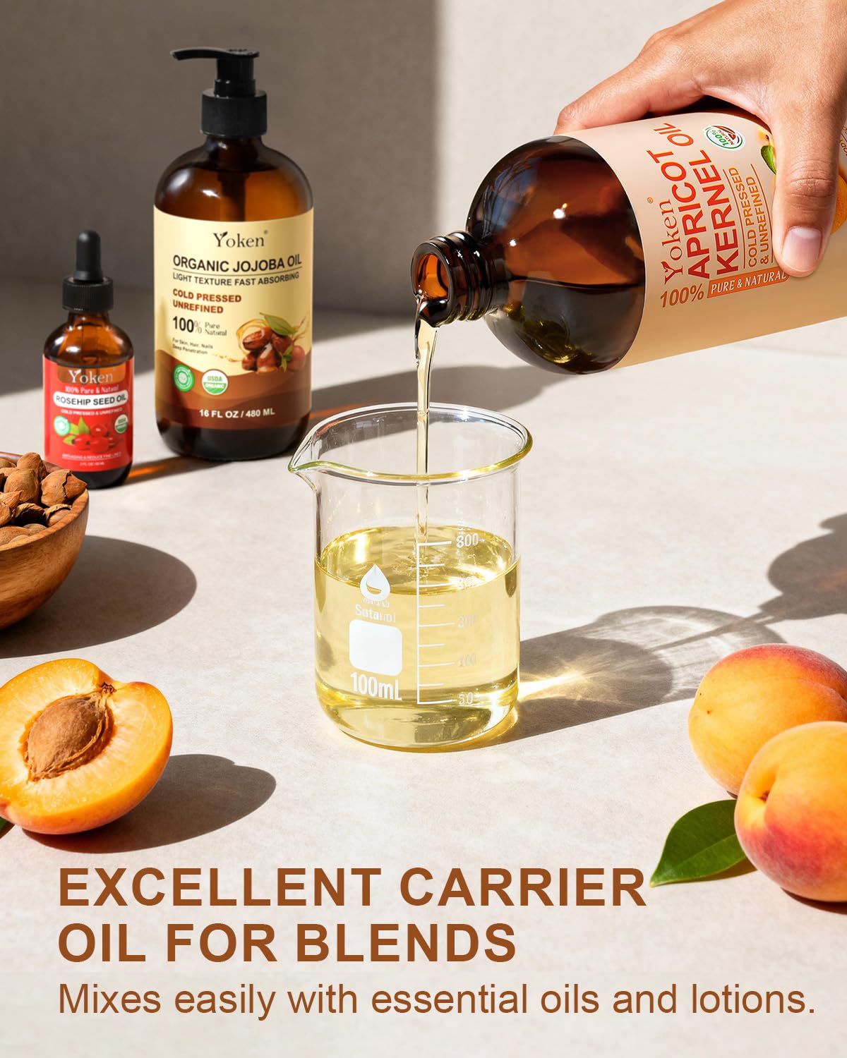 Yoken aceite de albaricoque cuida el cabello y reduce el encrespamiento