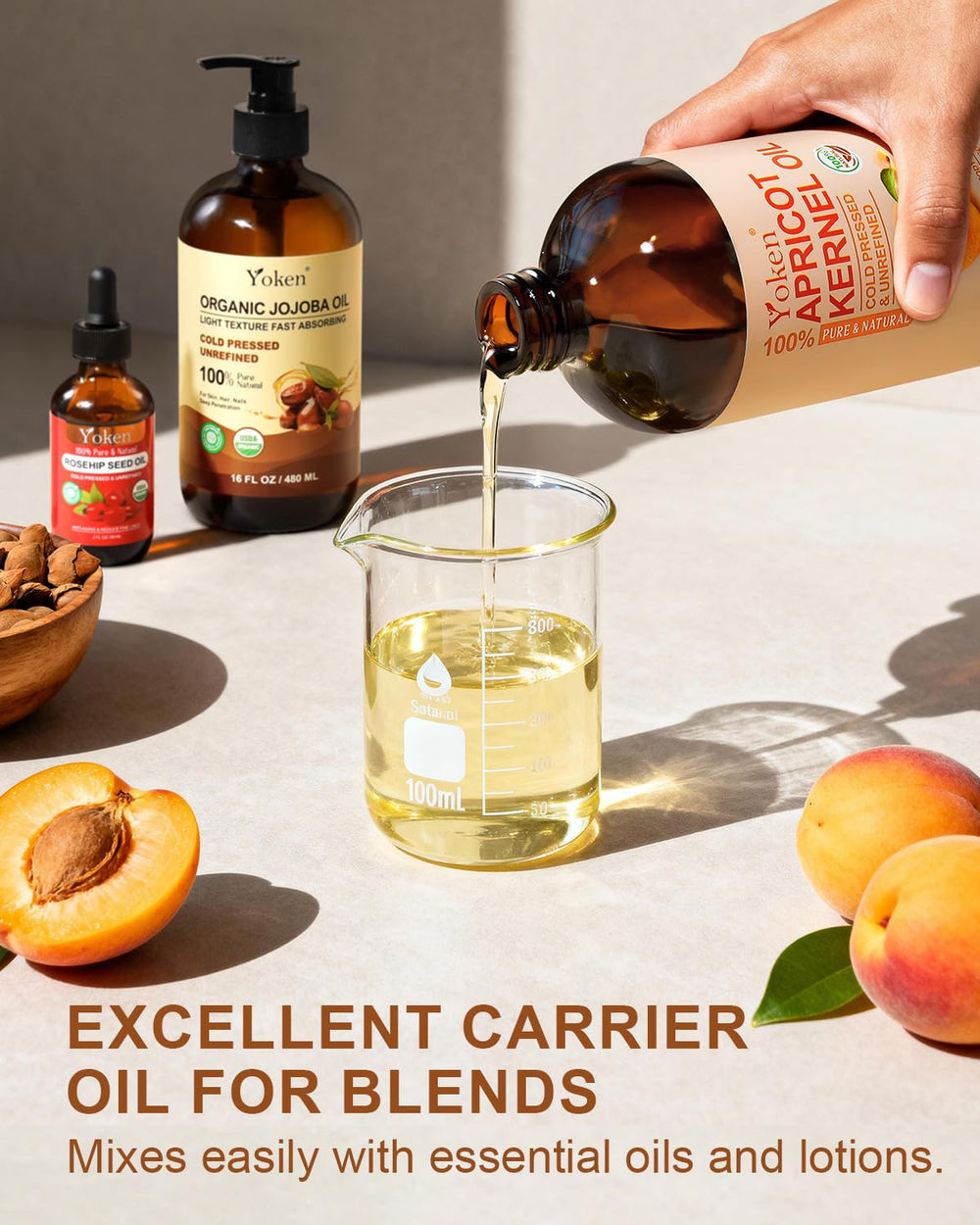 Yoken aceite de albaricoque cuida el cabello y reduce el encrespamiento