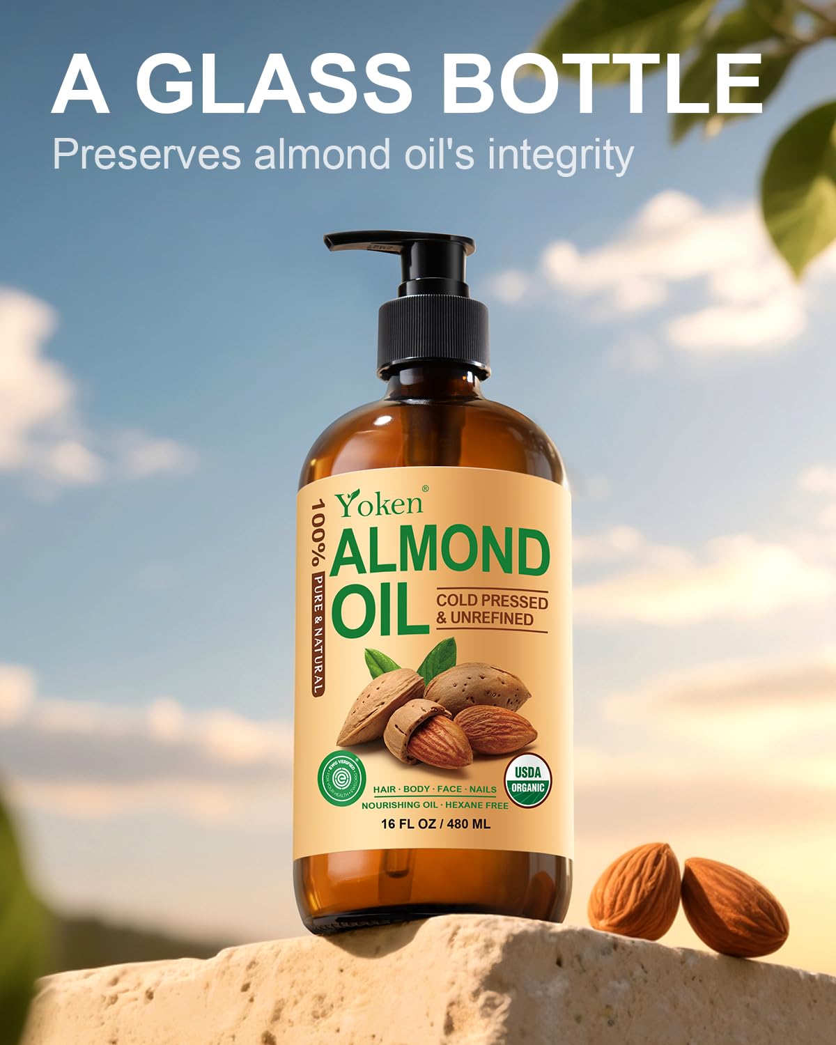 Aroma suave de aceite de almendra Yoken para el cuidado diario