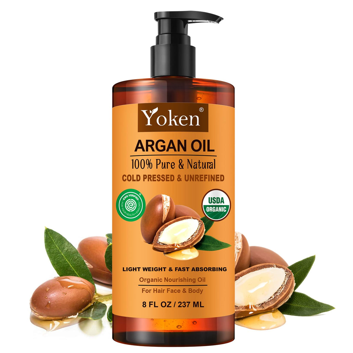 Yoken Aceite de Argán Orgánico en botella cabello suave y brillo natural