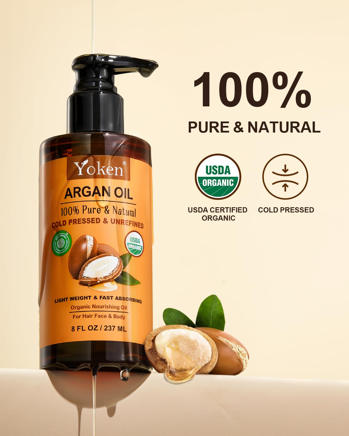 Cabello nutrido con Yoken Argán Orgánico para uso diario