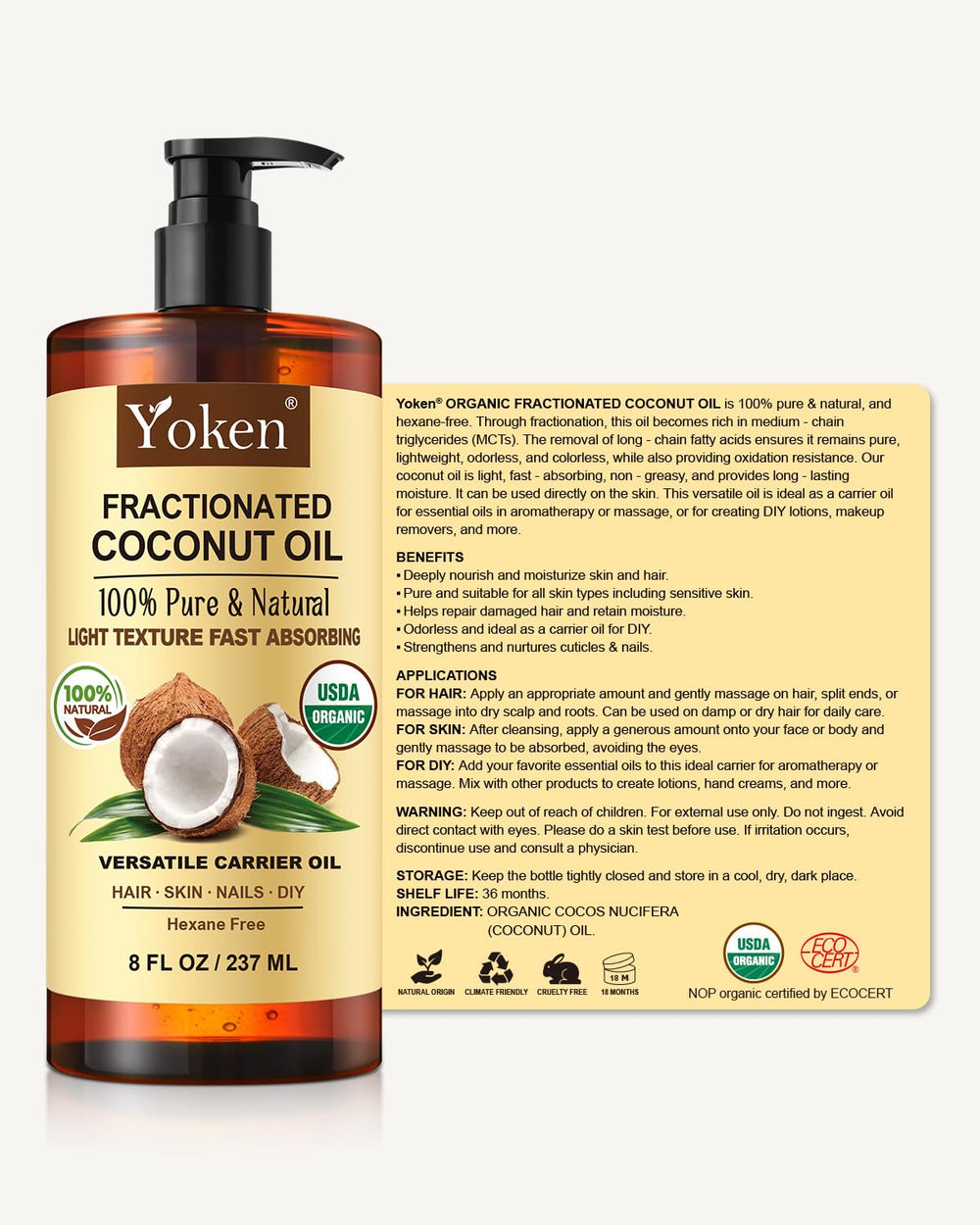 Rutina diaria con Yoken aceite de coco fraccionado para piel sensible