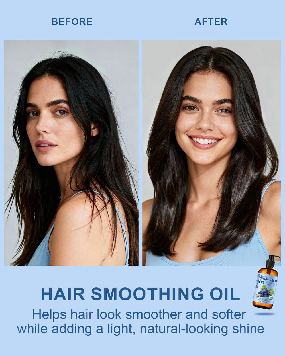 Yoken Aceite de Uva para cabello brillo y suavidad natural.