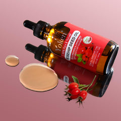 Yoken Aceite Rosa Mosqueta aplicado en rostro para hidratación rápida.
